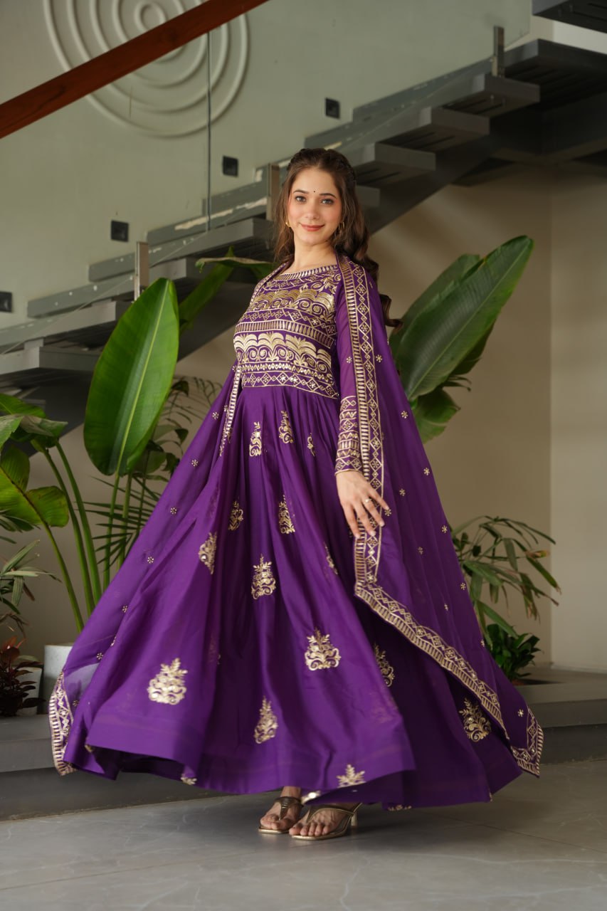 Chinnon Sequins & Beads Embroidered Gown Set With Dupatta