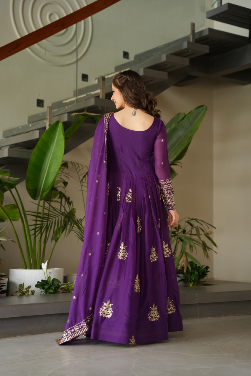 Chinnon Sequins & Beads Embroidered Gown Set With Dupatta