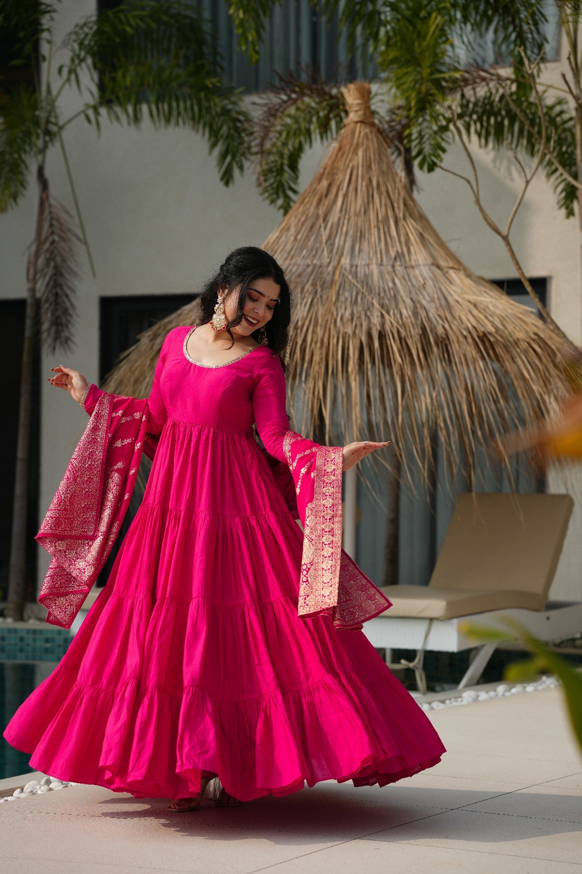 Appealing Pure Roman Silk Fully Stitched Anarkali Pant Suit