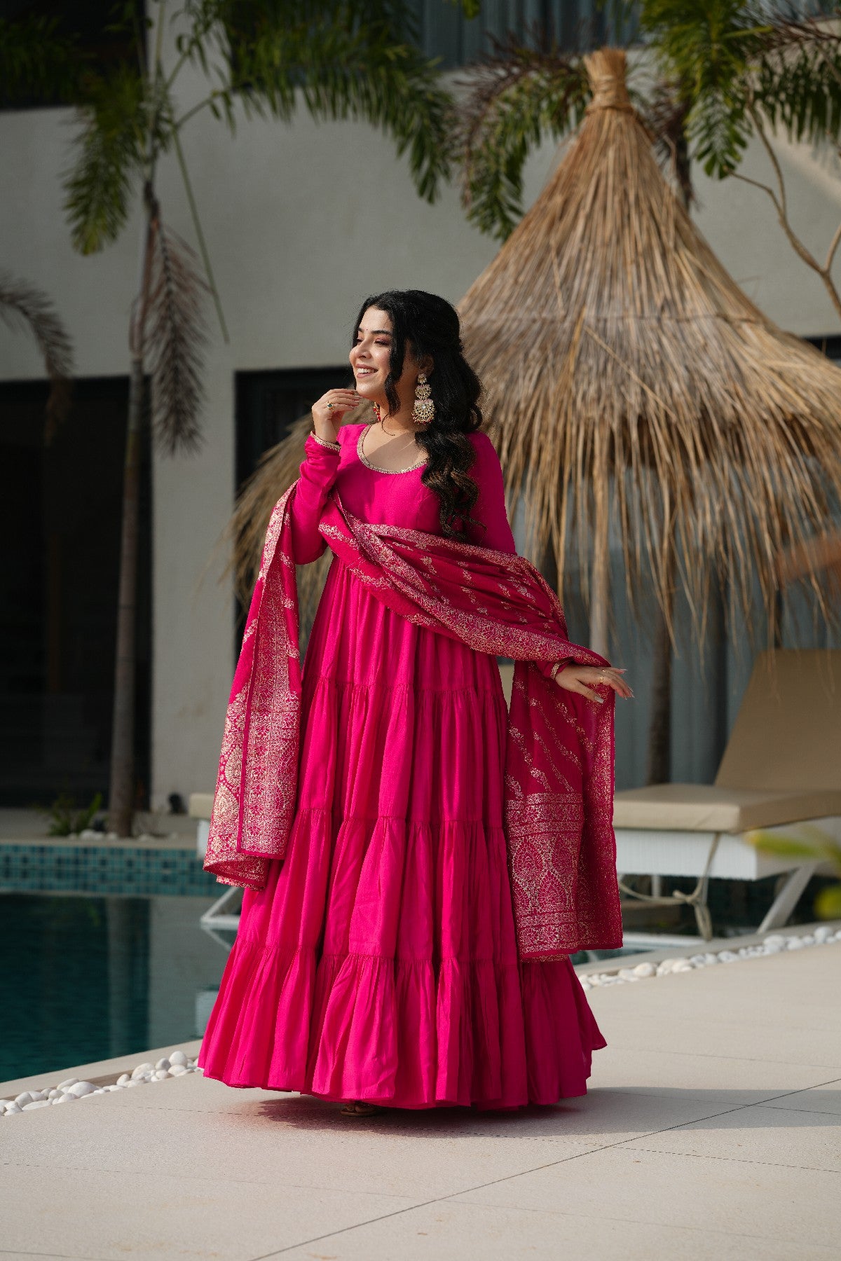 Appealing Pure Roman Silk Fully Stitched Anarkali Pant Suit