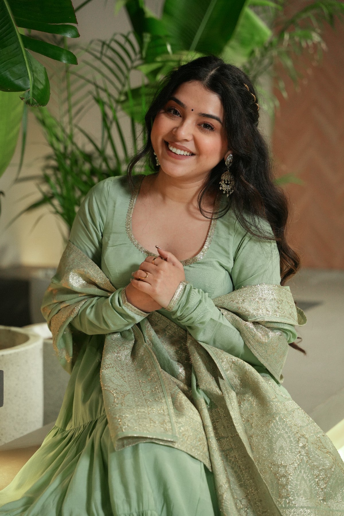 Appealing Pure Roman Silk Fully Stitched Anarkali Pant Suit