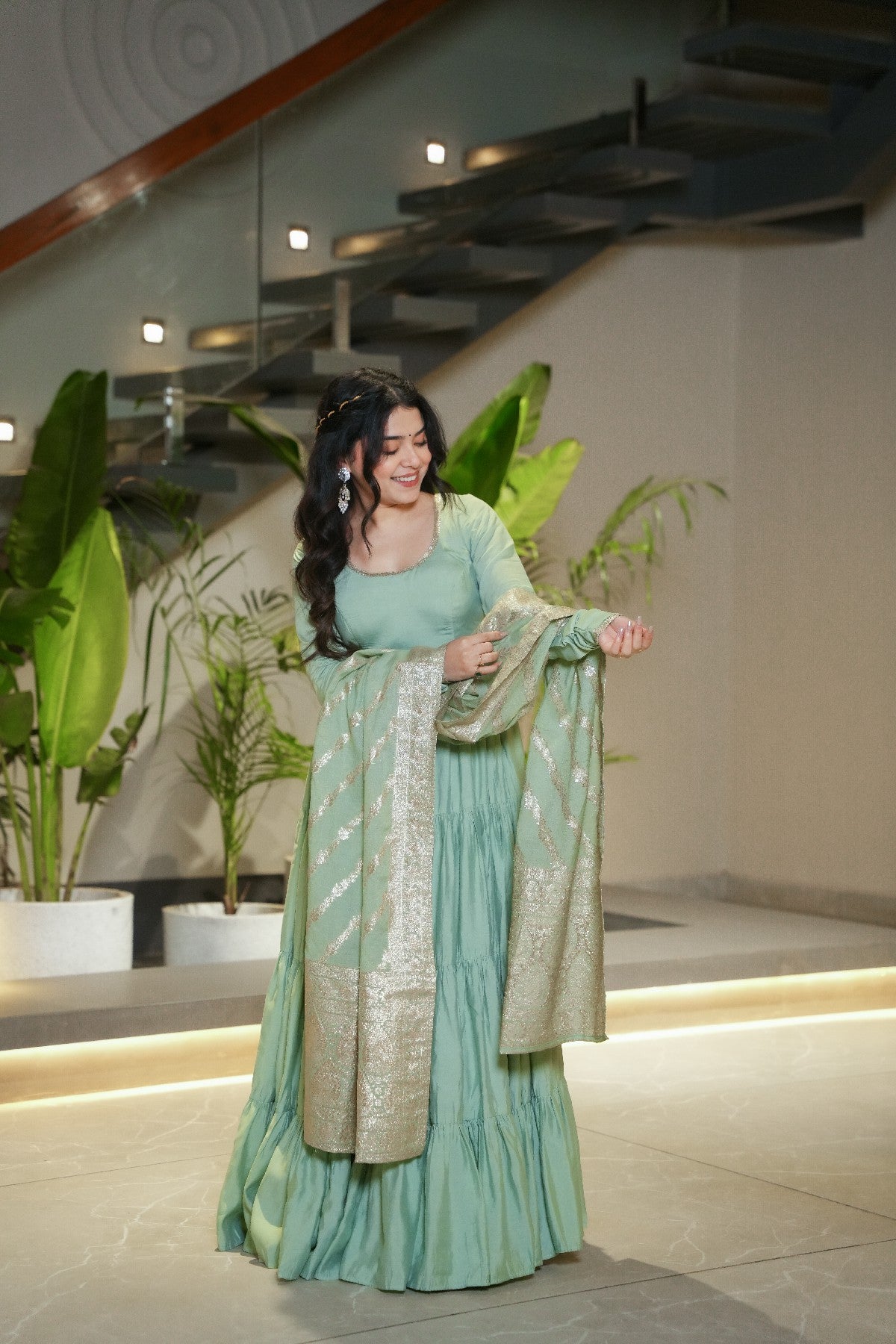 Appealing Pure Roman Silk Fully Stitched Anarkali Pant Suit