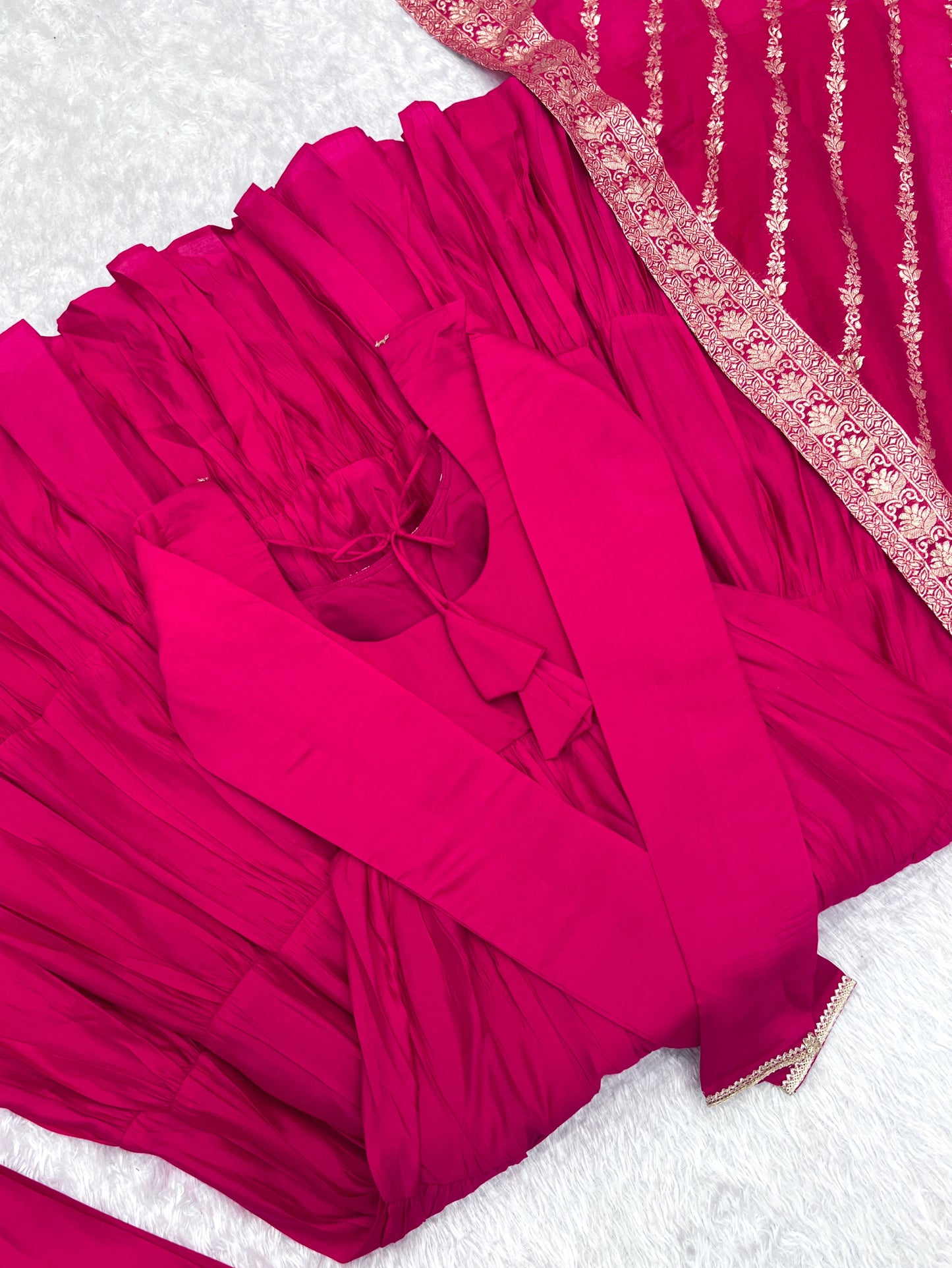 Elegant Pure Roman Silk 9 Mtr Flared Designer Anarkali Suit - Ethnicwish