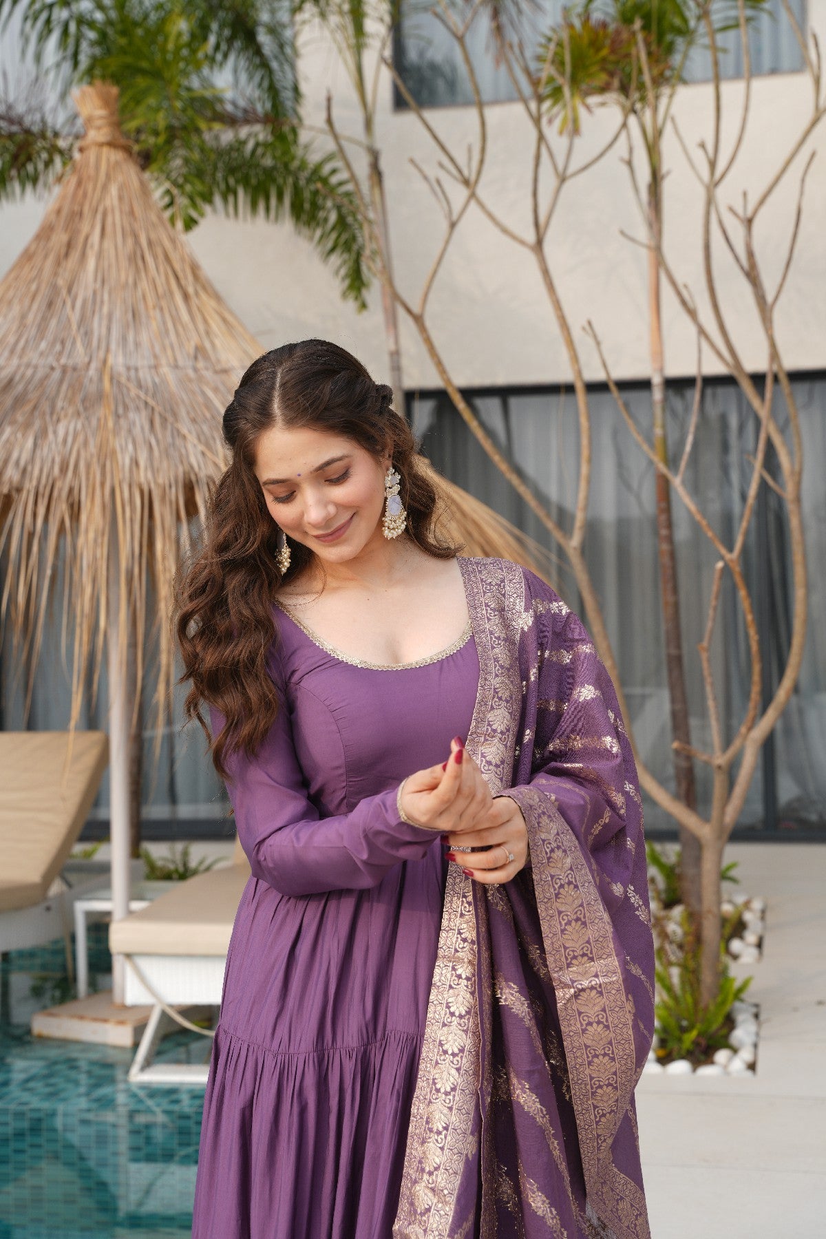 Appealing Pure Roman Silk Fully Stitched Anarkali Pant Suit