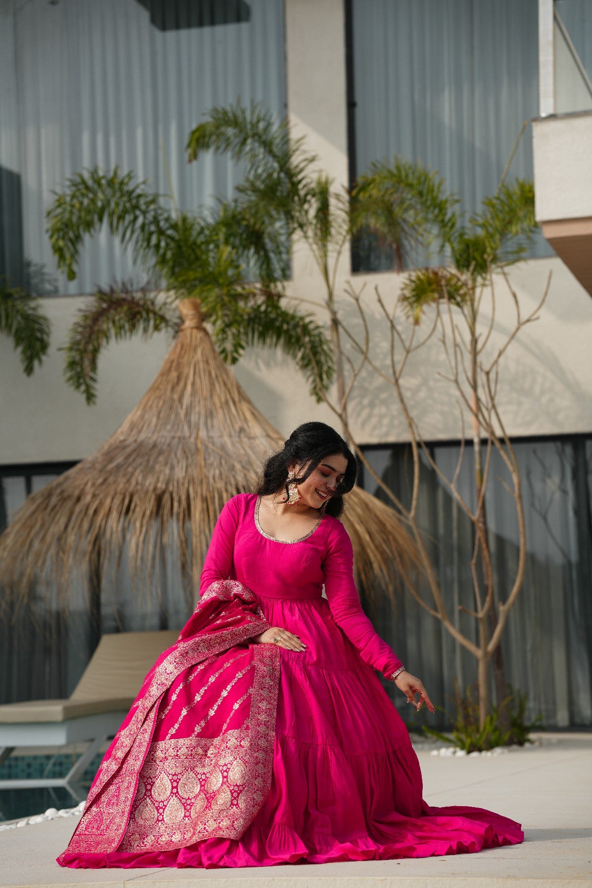 Appealing Pure Roman Silk Fully Stitched Anarkali Pant Suit