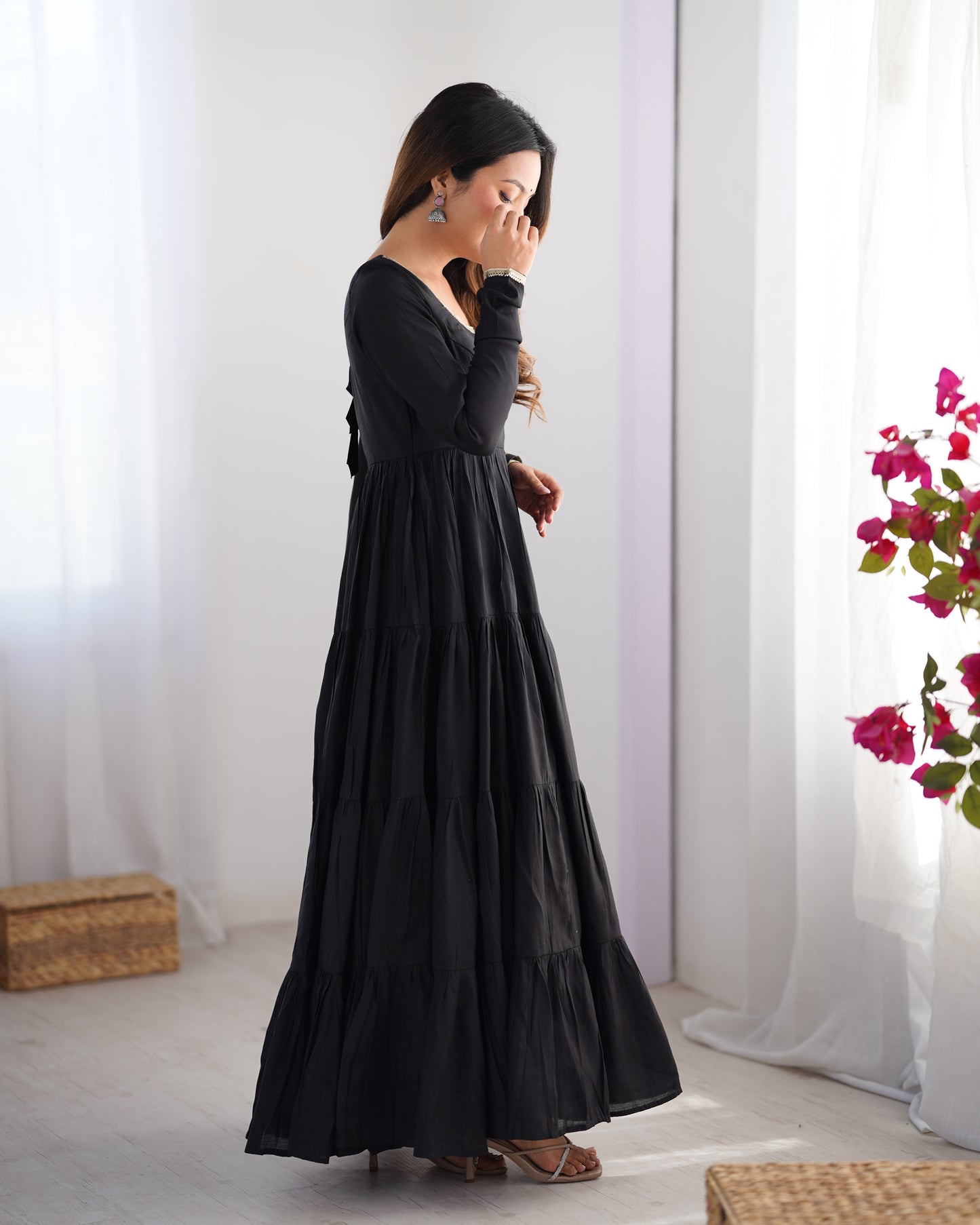 Elegant Pure Roman Silk 9 Mtr Flared Designer Anarkali Suit