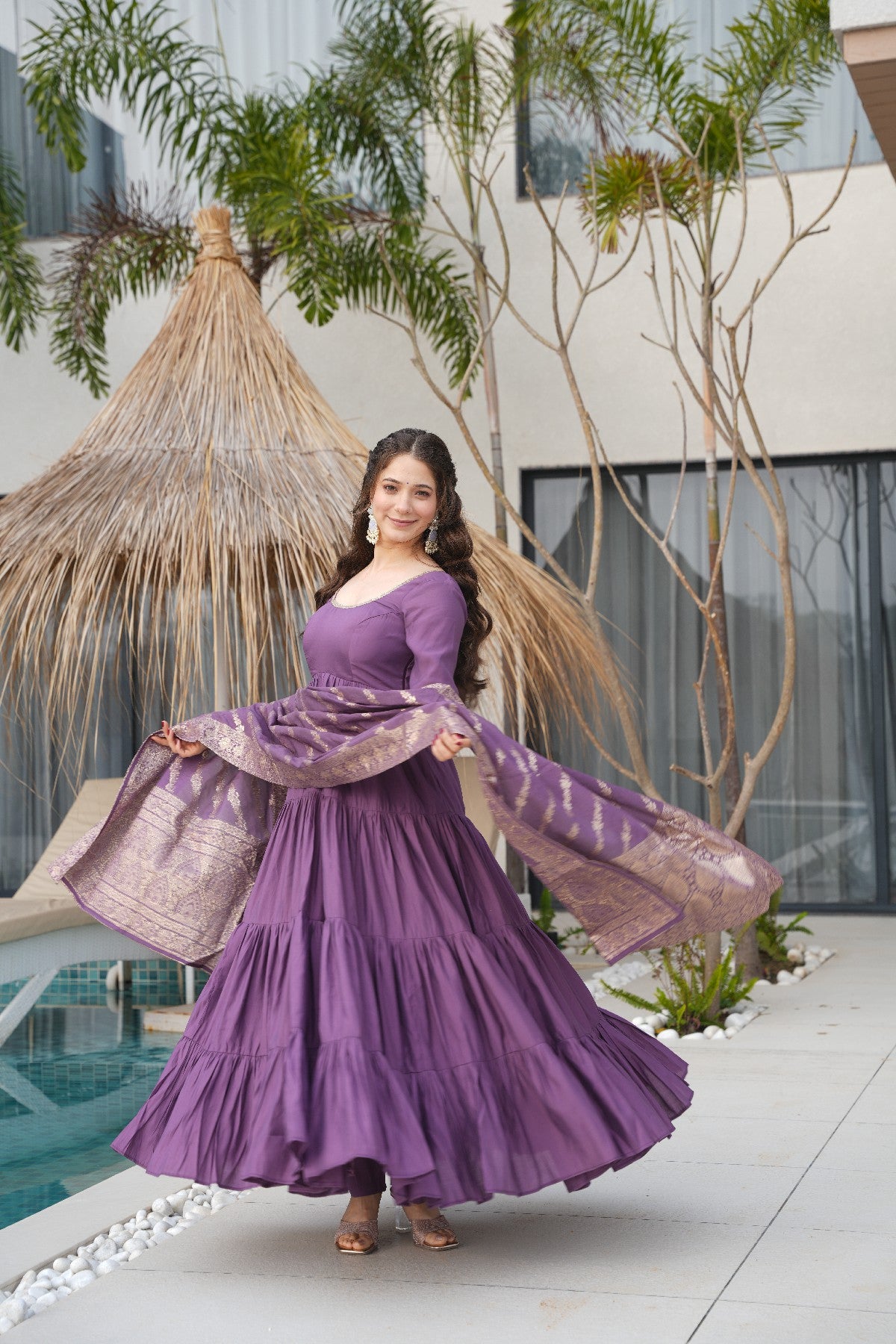 Appealing Pure Roman Silk Fully Stitched Anarkali Pant Suit