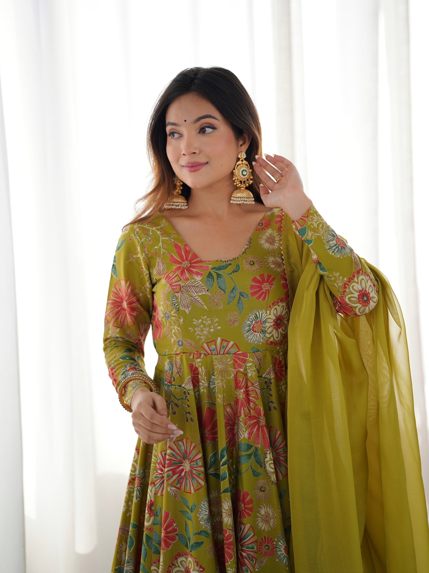 Exquisite Pure Soft Roman Silk Kediya Kurta Palazzo Set