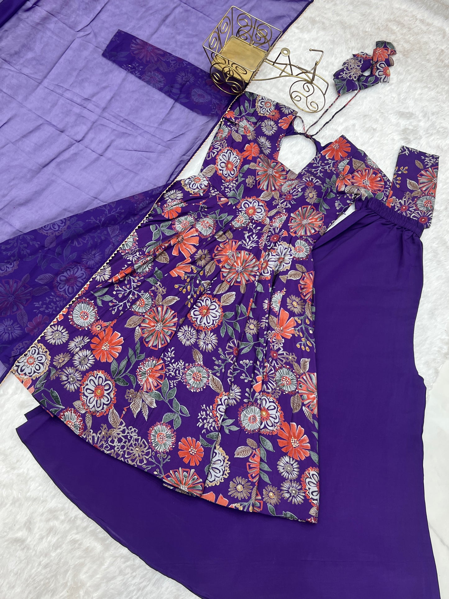 Exquisite Pure Soft Roman Silk Kediya Kurta Palazzo Set