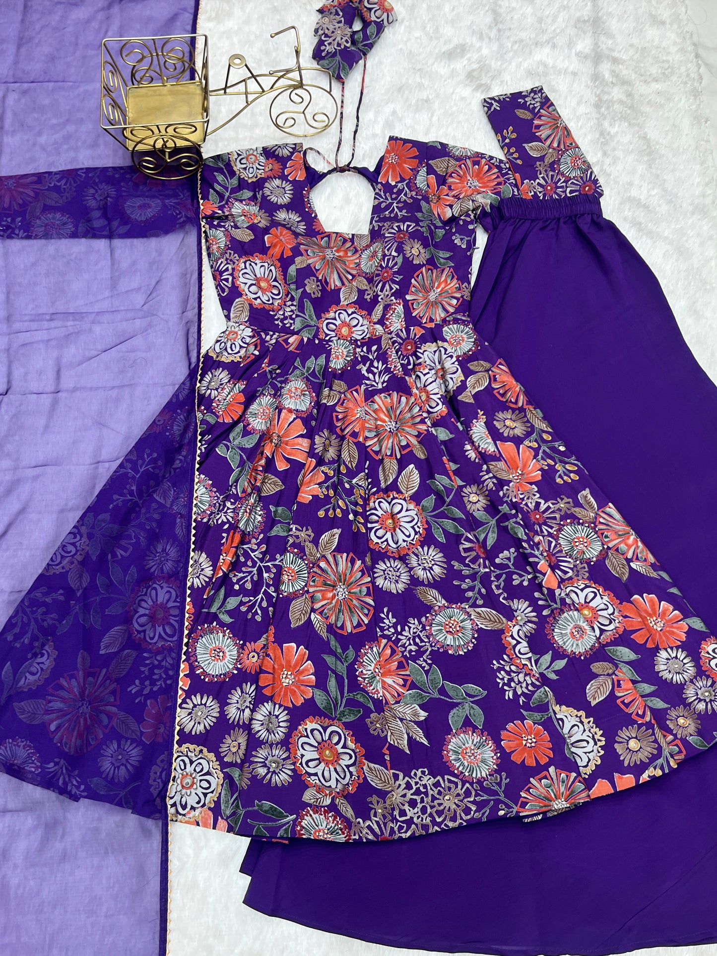 Exquisite Pure Soft Roman Silk Kediya Kurta Palazzo Set