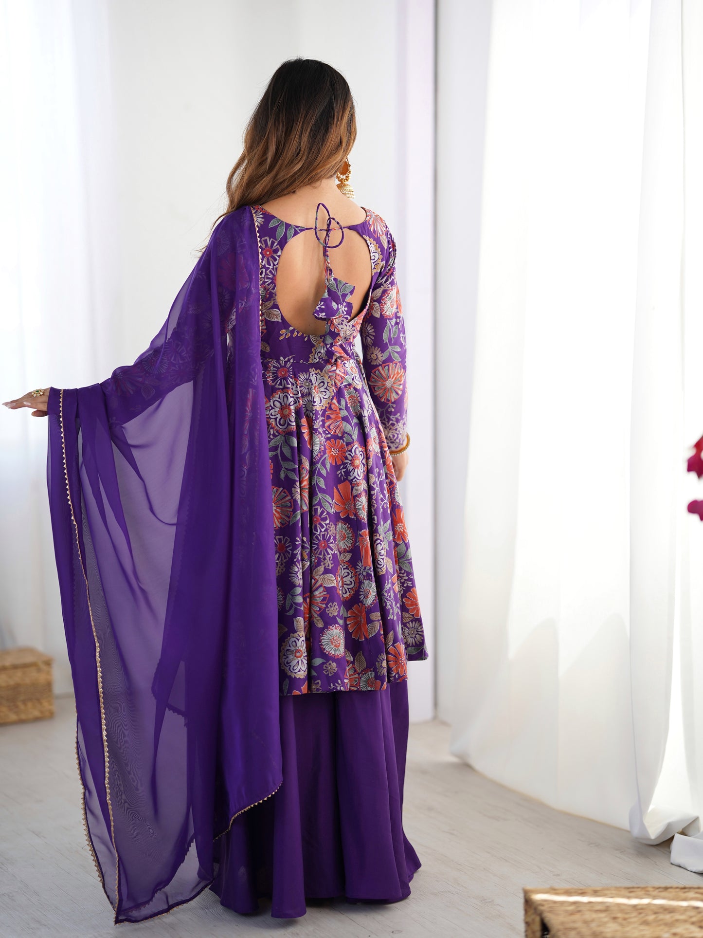 Exquisite Pure Soft Roman Silk Kediya Kurta Palazzo Set