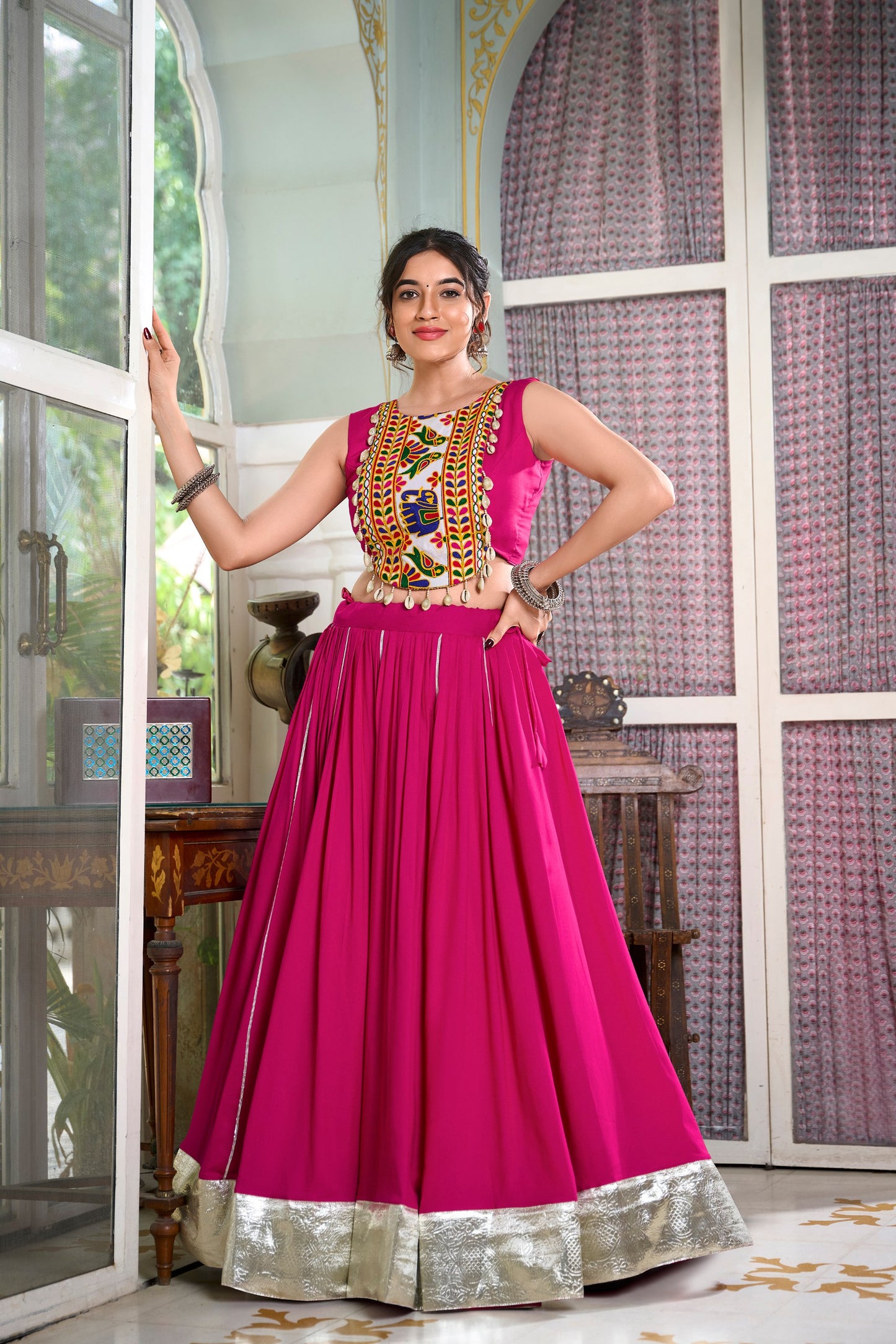 Mesmerizing Rayon Navratri Special Stitched Lehenga Choli Set