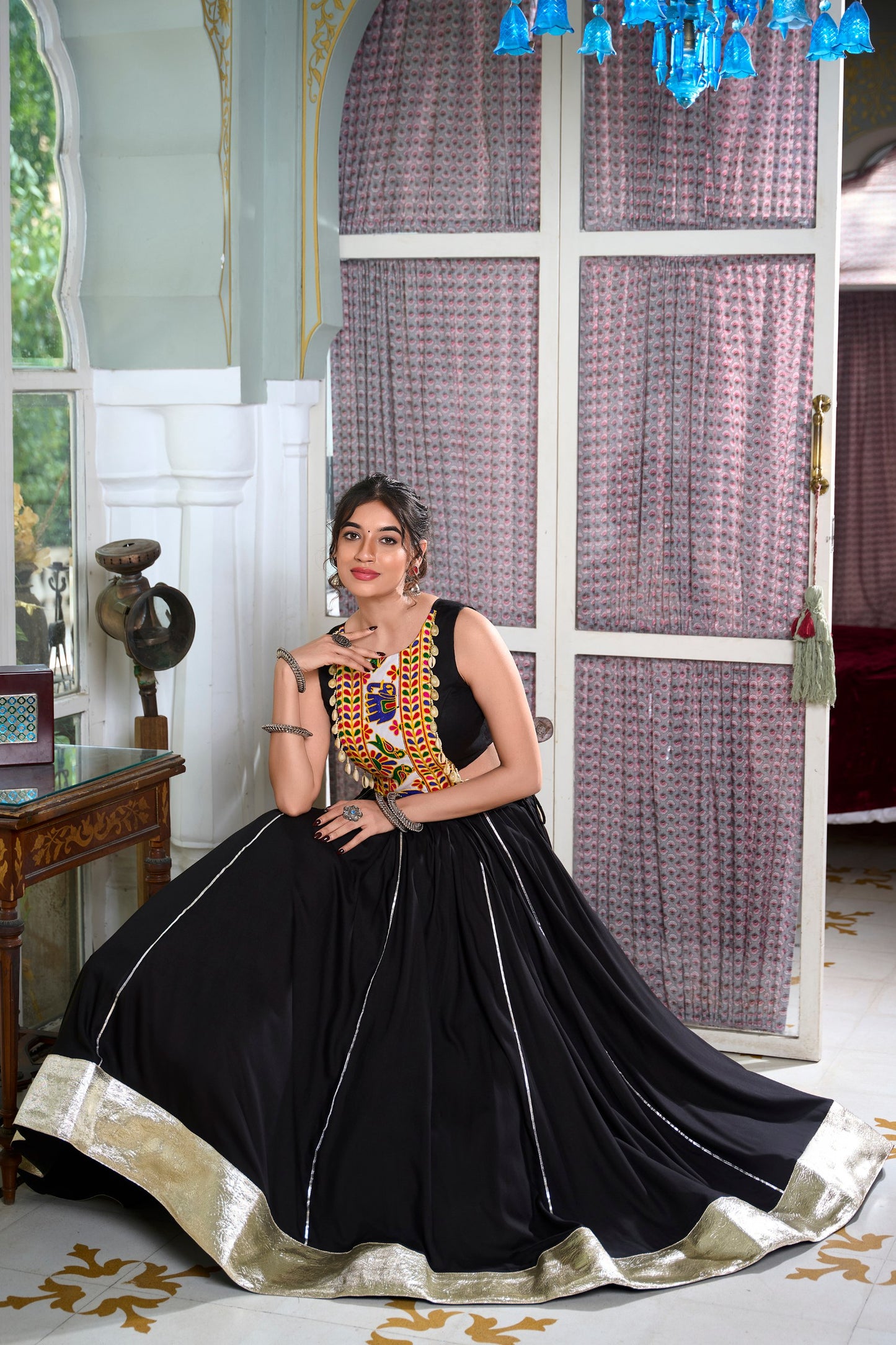 Mesmerizing Rayon Navratri Special Stitched Lehenga Choli Set