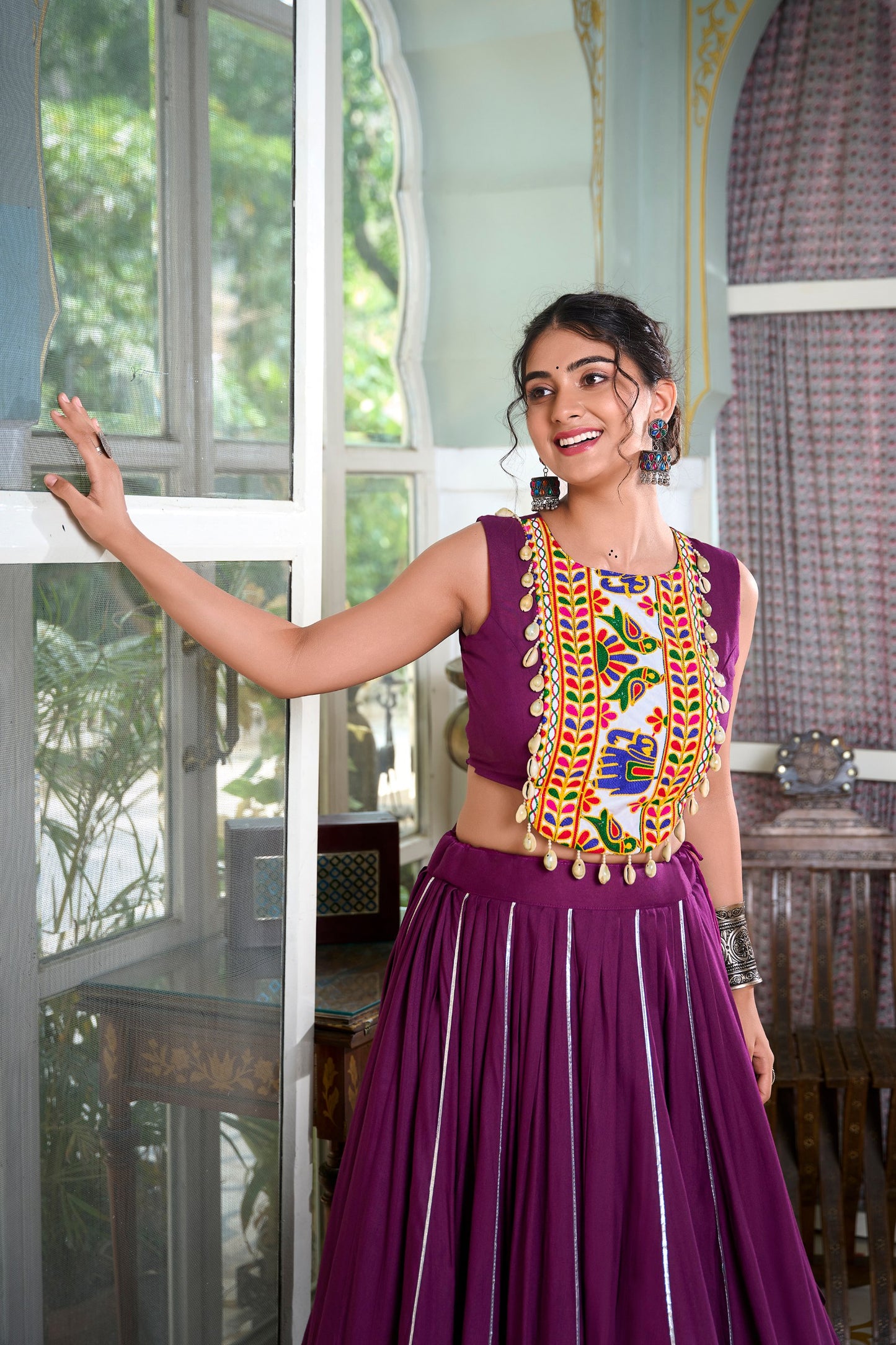 Mesmerizing Rayon Navratri Special Stitched Lehenga Choli Set