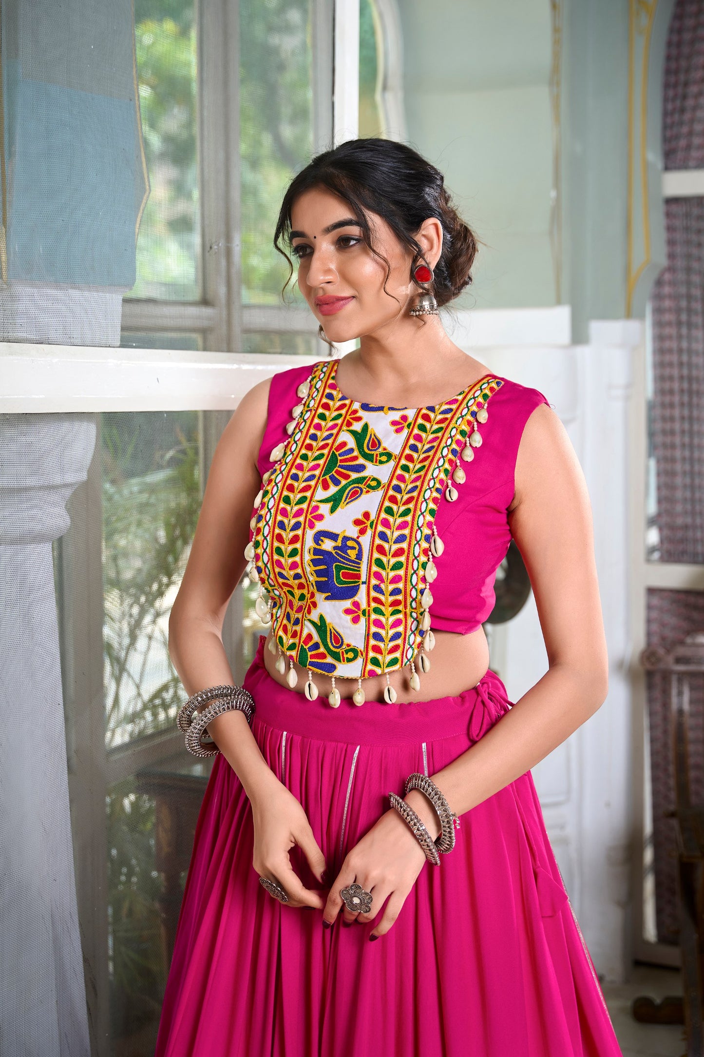 Mesmerizing Rayon Navratri Special Stitched Lehenga Choli Set
