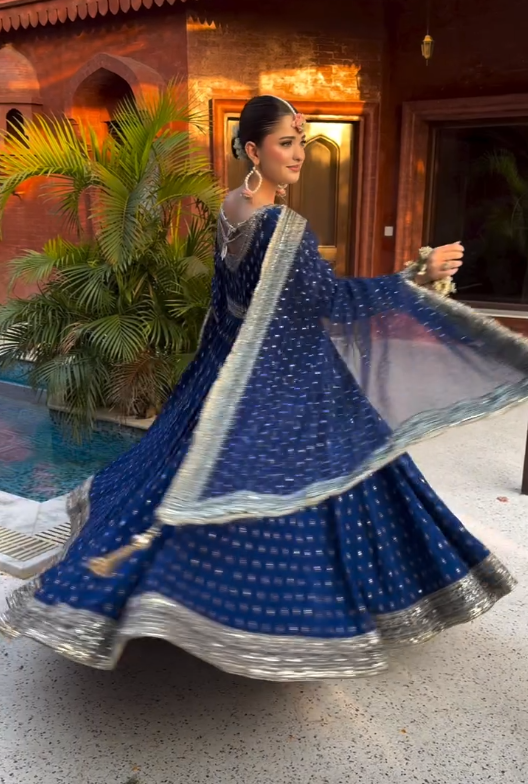 Festival Wear Pure Chinon Silk Sequins Embroidered Anarkali Pant Suit