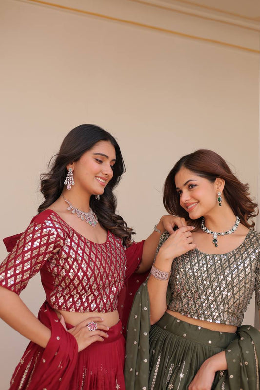 Stunning Star Georgette Lehenga Choli Set with 7mm Sequence Embroidery