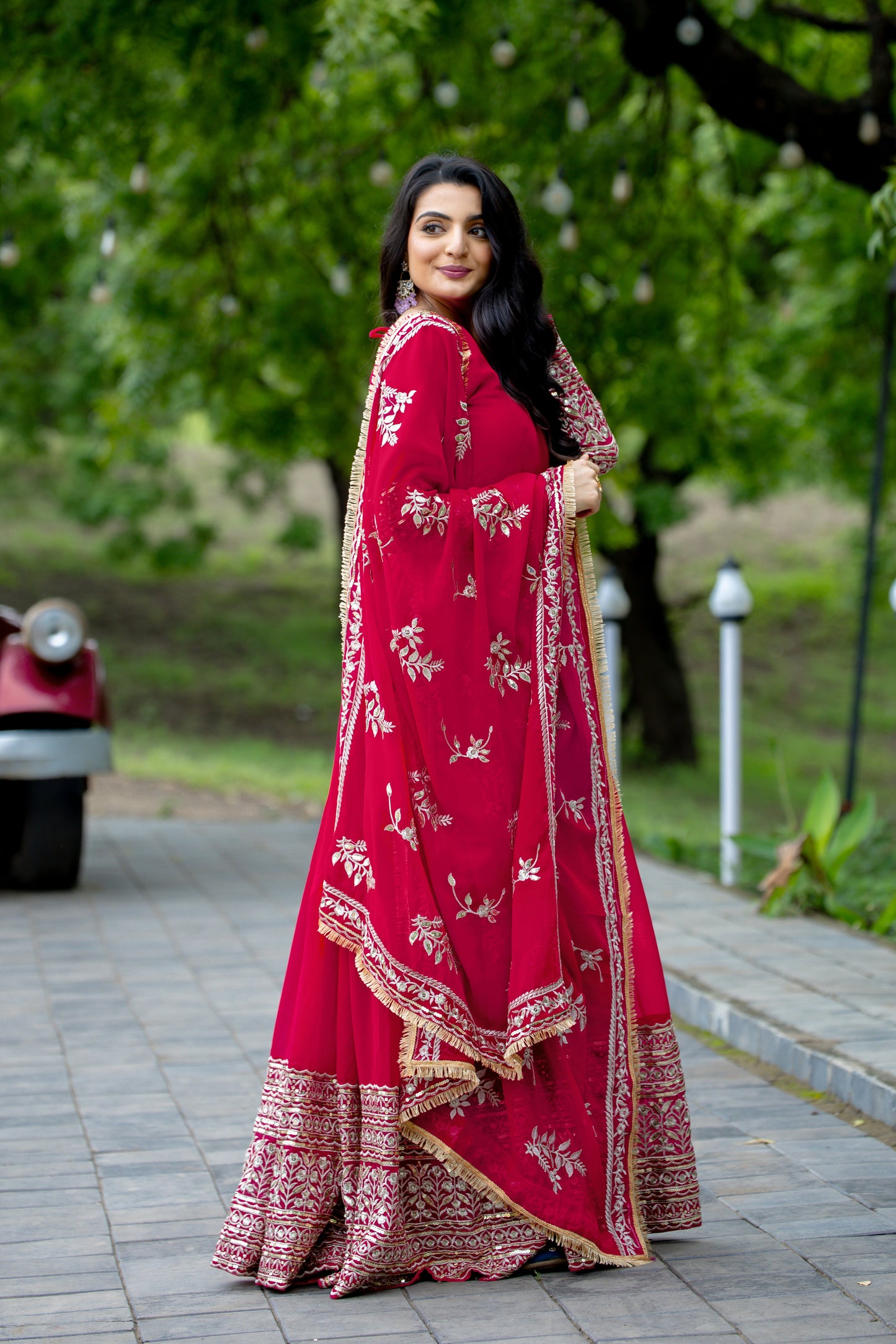 Breathtaking Pink Faux Georgette Sequins Embroidered Anarkali Suit