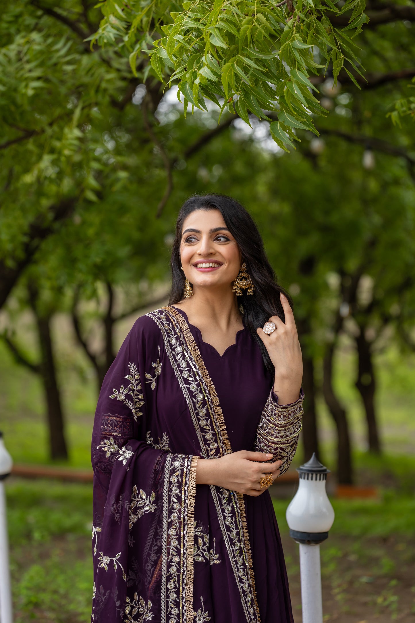 Fabulous Wine Faux Georgette Sequins Embroidered Anarkali Suit