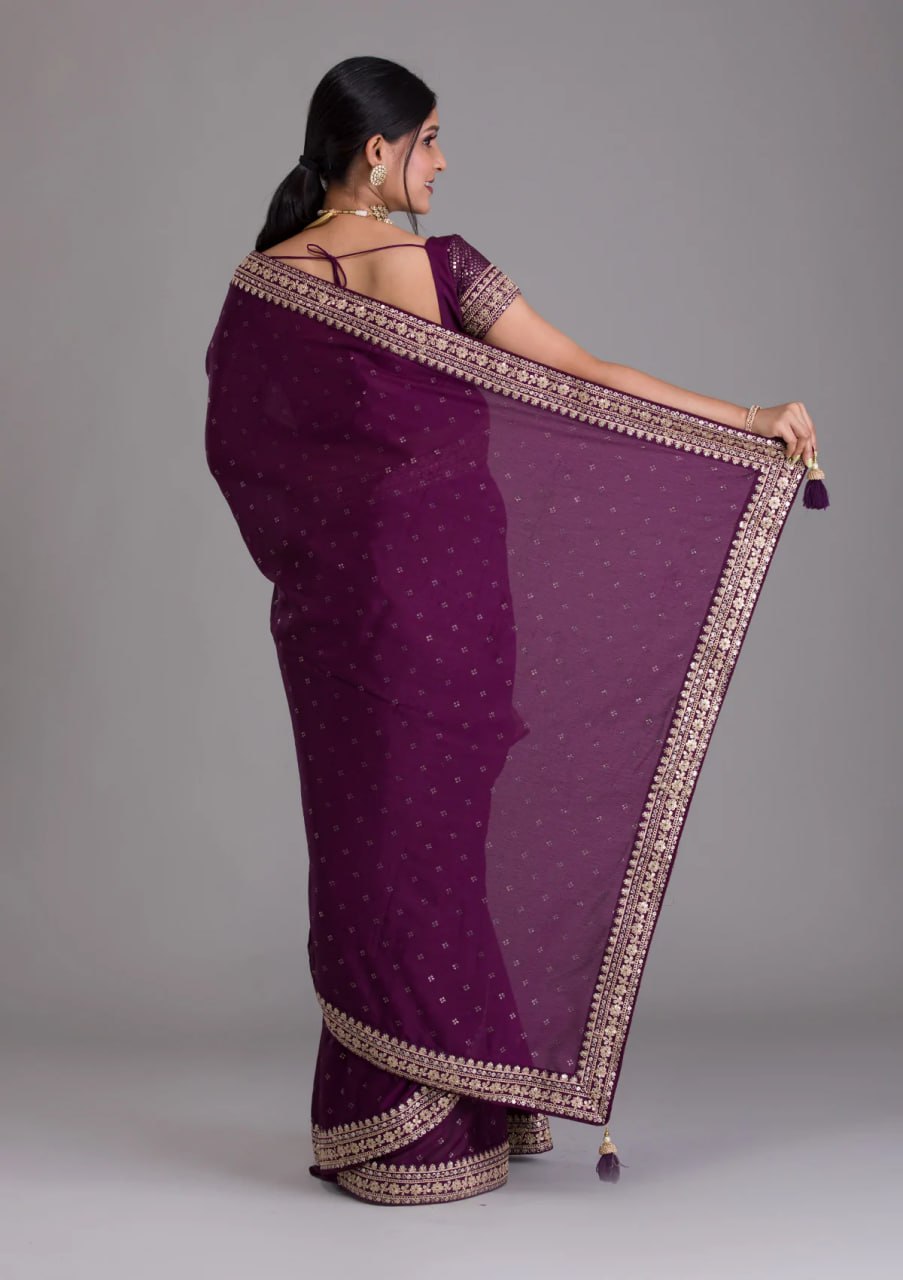 Luxurious Wine Kasturi Silk Saree With Intricate Embroidery