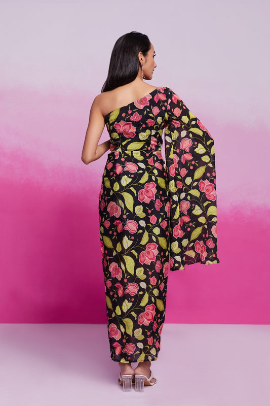 Timeless Charm Black Chinon Silk Co-Ord Set