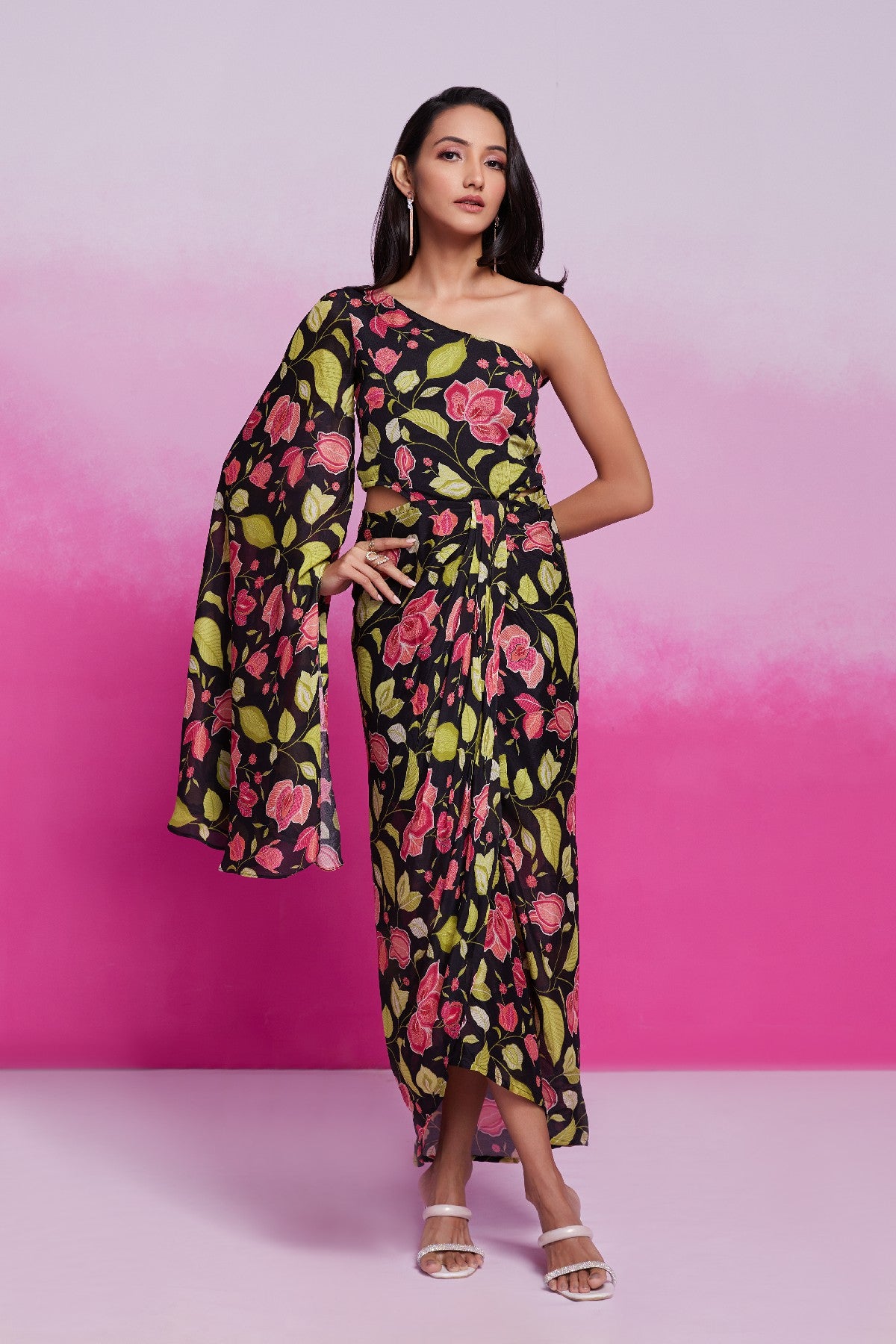 Timeless Charm Black Chinon Silk Co-Ord Set
