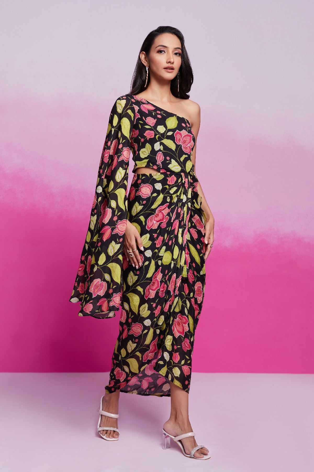 Timeless Charm Black Chinon Silk Co-Ord Set