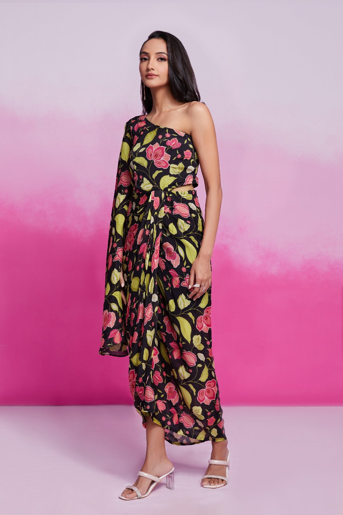 Timeless Charm Black Chinon Silk Co-Ord Set