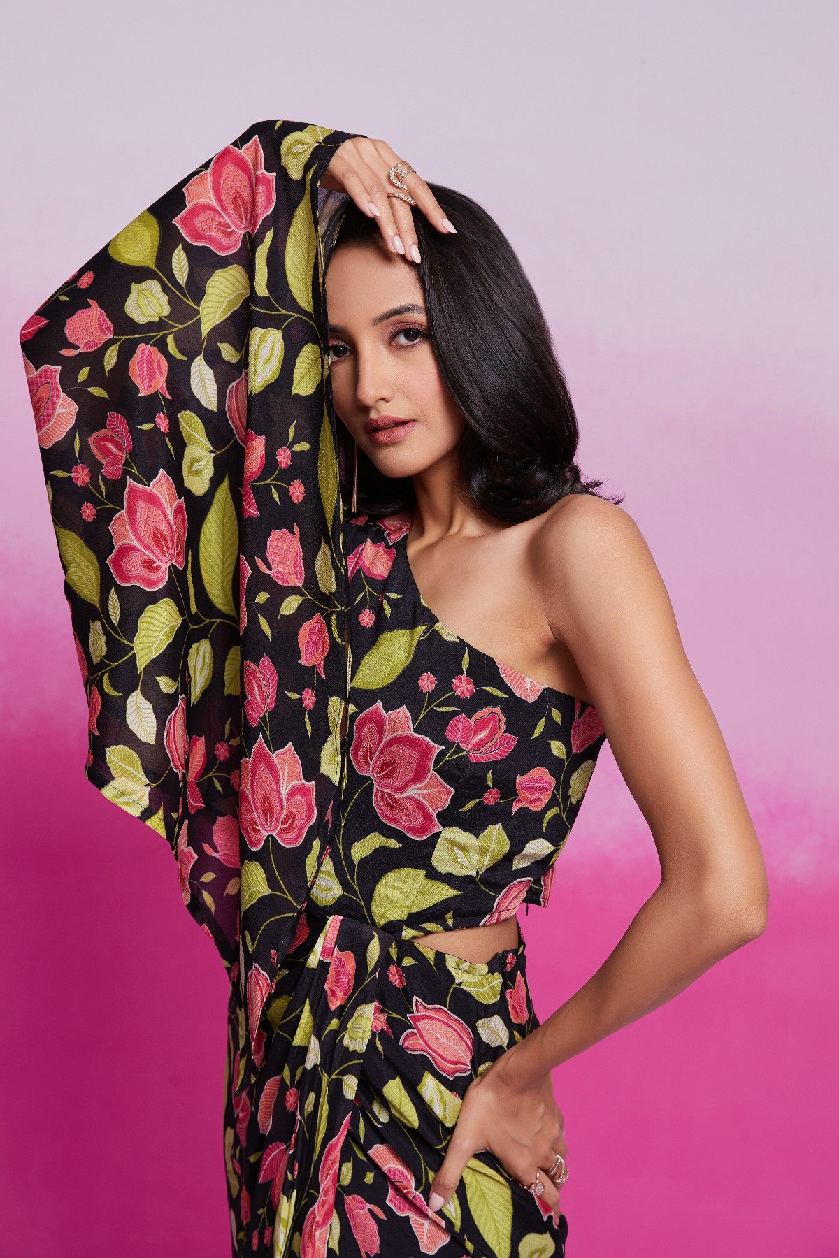 Timeless Charm Black Chinon Silk Co-Ord Set