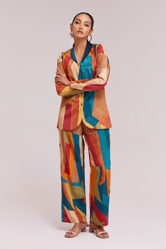 Bold & Beautiful Multicolor Printed Blazer Set