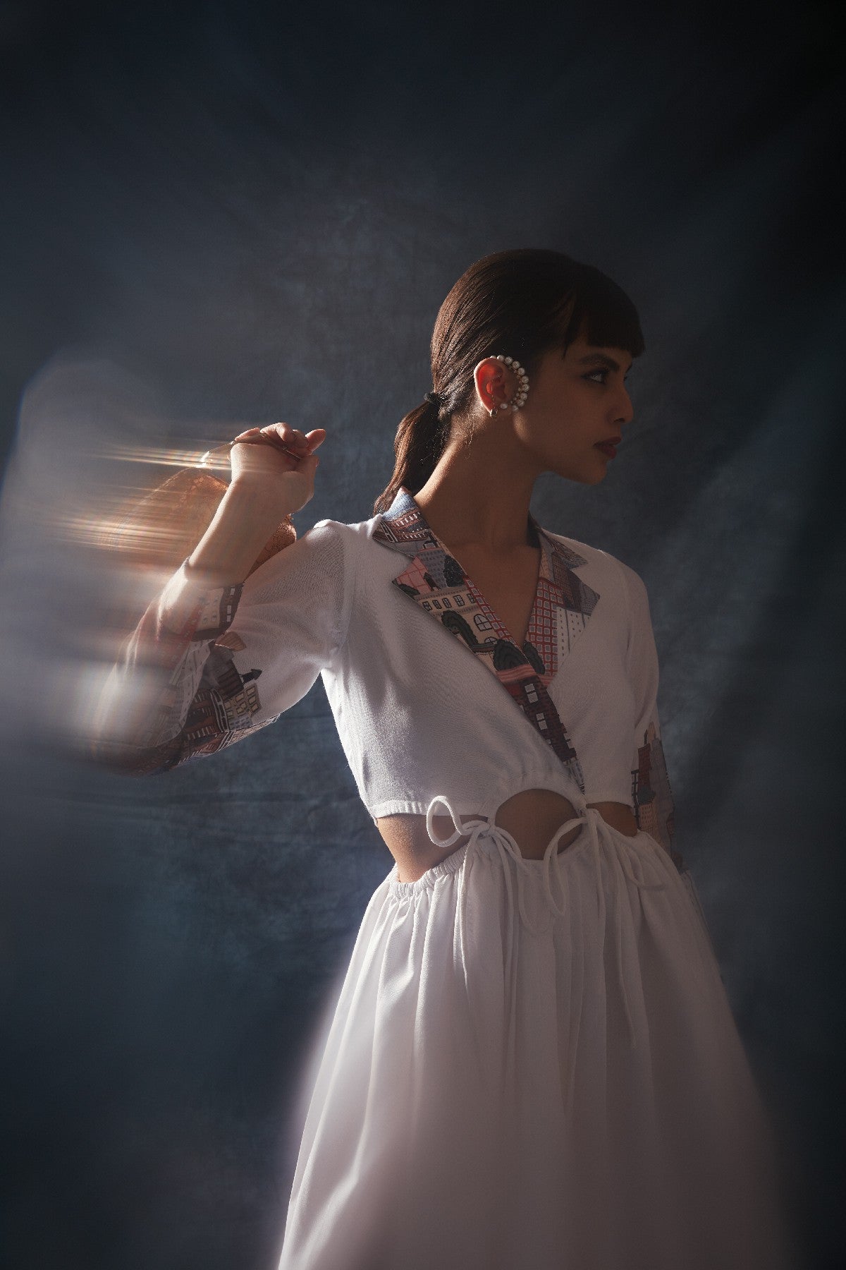 White Printed Linen Maxi Dress – Effortless Elegance in Every Step