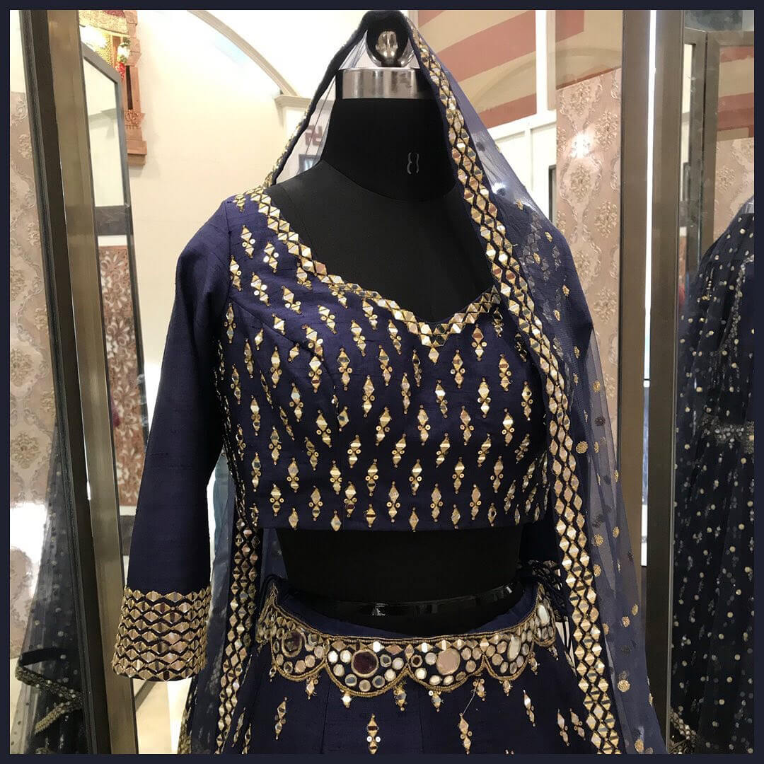 Regal Navy Blue Banglori Silk Lehenga Set – Shine with Tradition!