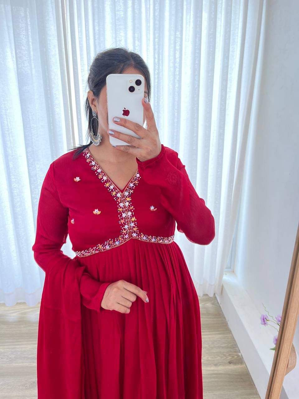 Mesmerizing Maroon Rangoli Silk Handworked Gown With Dupatta - Ethnicwish