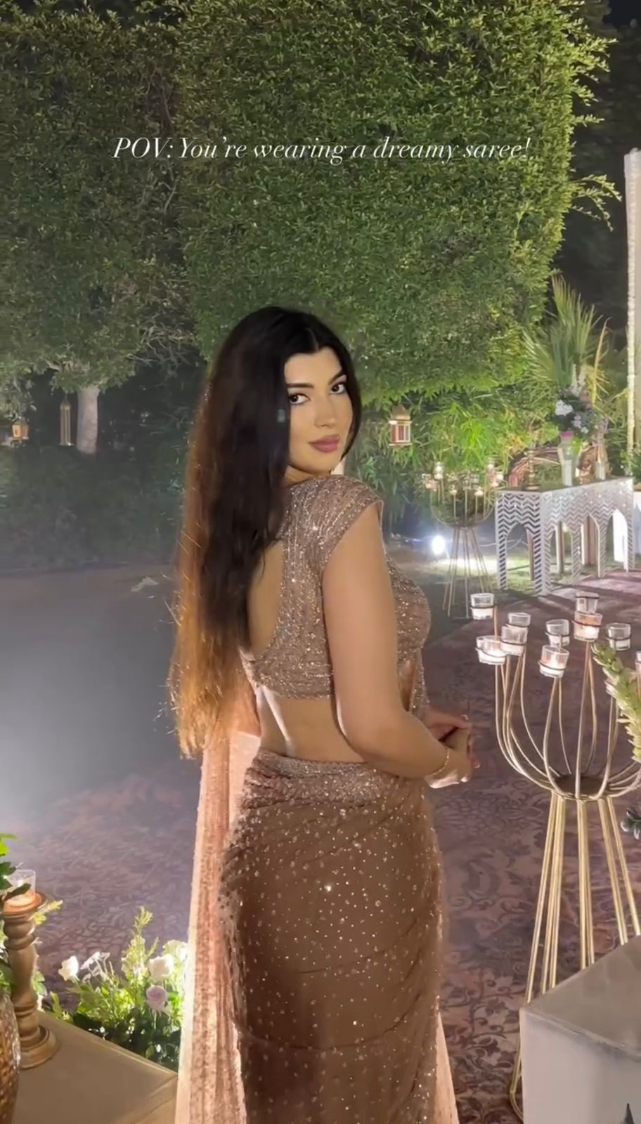 Pretty Golden Net Saree with Sequins & Dori Work – Party Wear Designer Saree with Unstitched Blouse