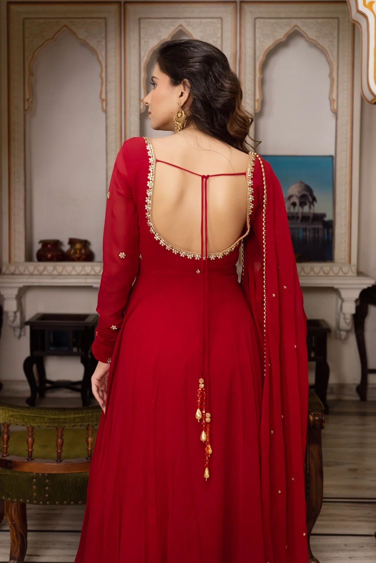 Gorgeous Red Anarkali Suit with Dupatta – Designer Indian Ethnic Wear for Weddings & Festivals