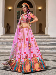 Pink Royal Heritage Print Lehenga Choli with Dupatta