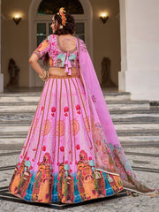Pink Royal Heritage Print Lehenga Choli with Dupatta