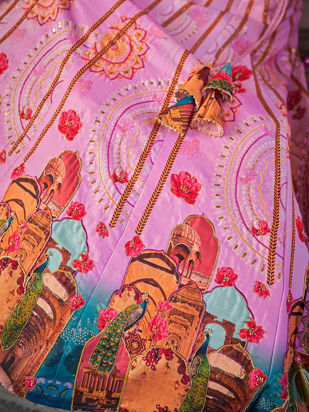 Pink Royal Heritage Print Lehenga Choli with Dupatta
