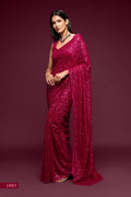 Rani Pink Sequin Work Party Wear Saree