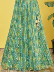 Teal Green Embroidered Lehenga Choli with Dupatta