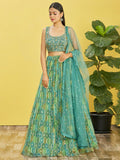 Teal Green Embroidered Lehenga Choli with Dupatta