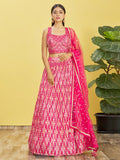 Hot Pink Embroidered Lehenga Choli with Matching Dupatta