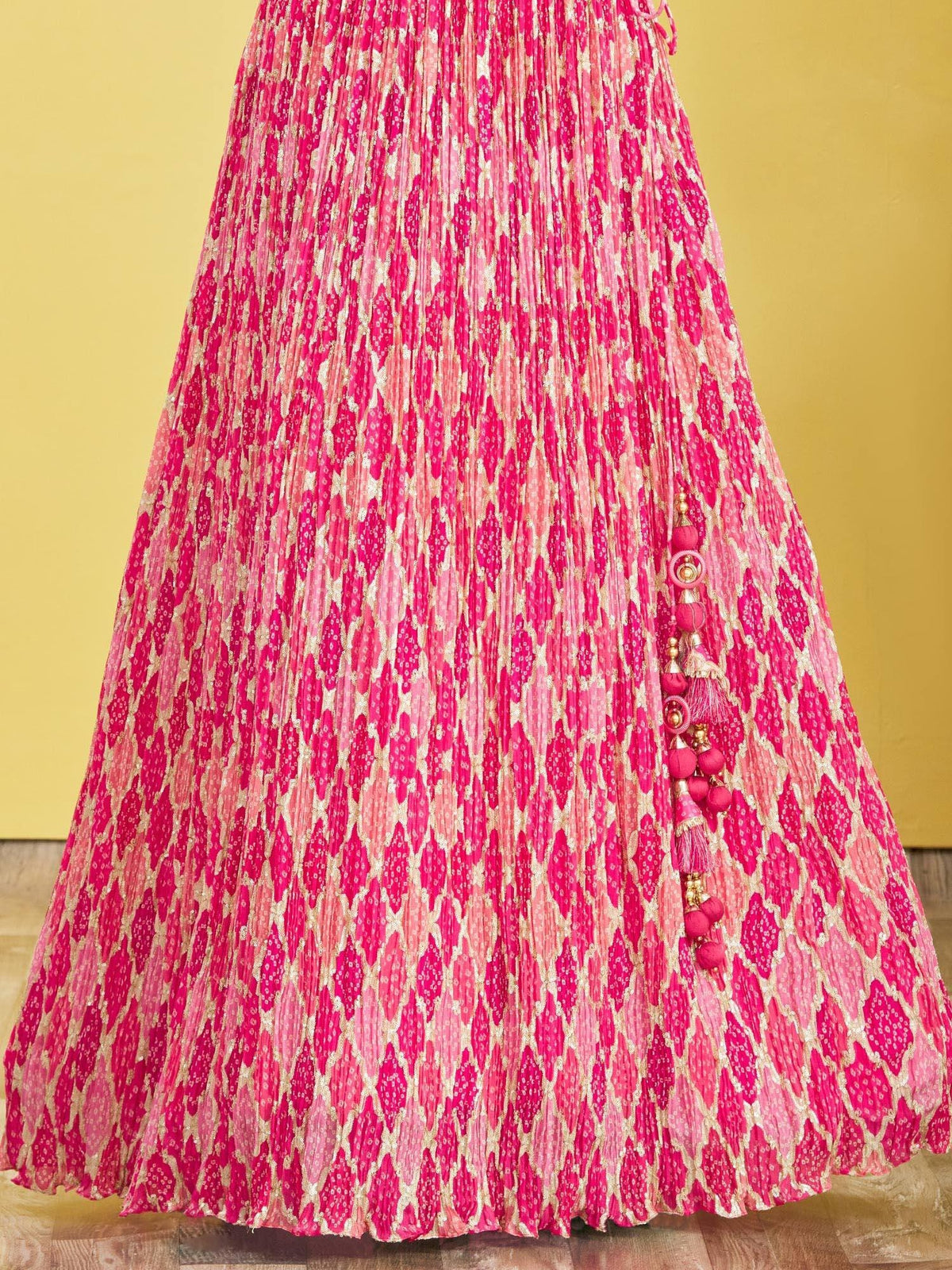 Hot Pink Embroidered Lehenga Choli with Matching Dupatta