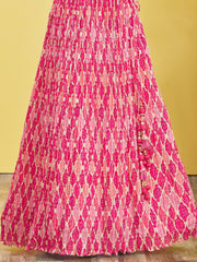 Hot Pink Embroidered Lehenga Choli with Matching Dupatta