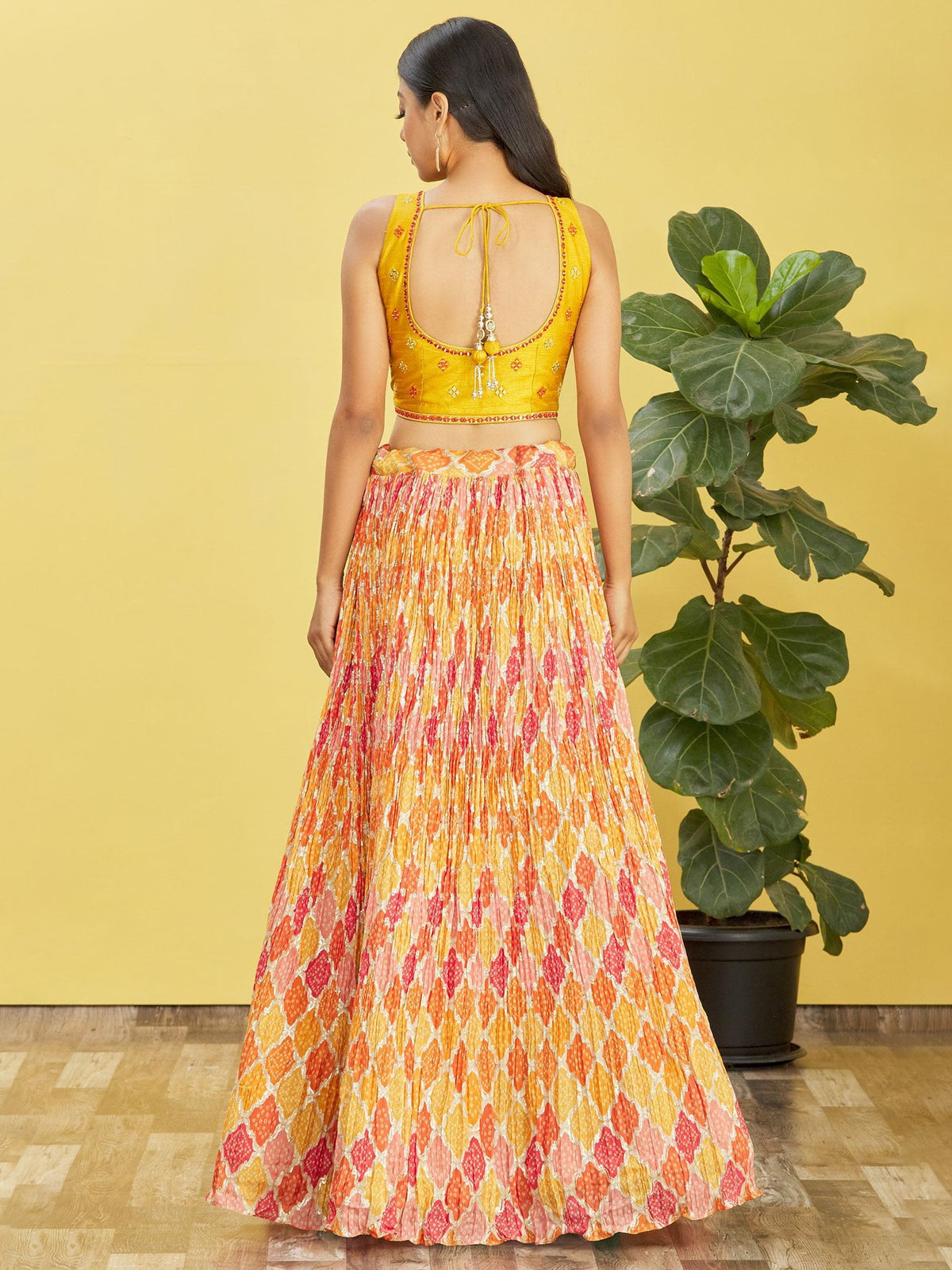Mustard Yellow & Multicolor Printed Lehenga Choli with Dupatta