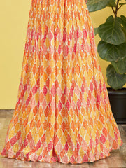 Mustard Yellow & Multicolor Printed Lehenga Choli with Dupatta