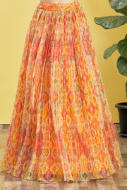 YELLOW Multicolor Printed Lehenga Choli with Embroidered Blouse & Dupatta