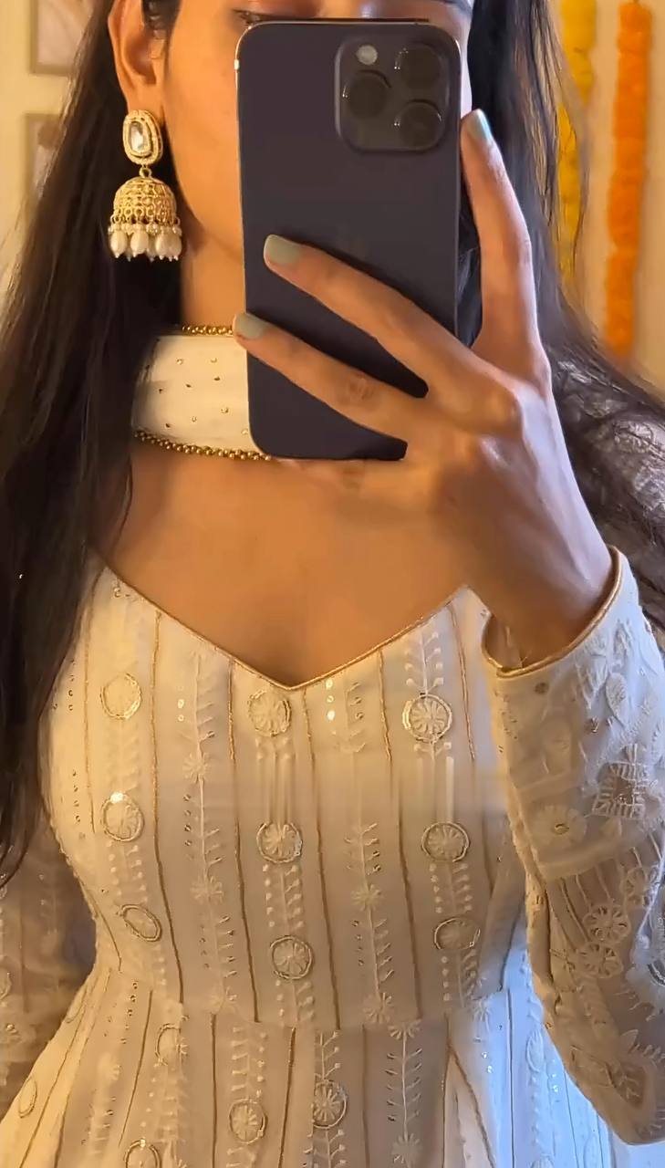 LAKHNAVI EMBROIDERED ANARKALI SUIT SET