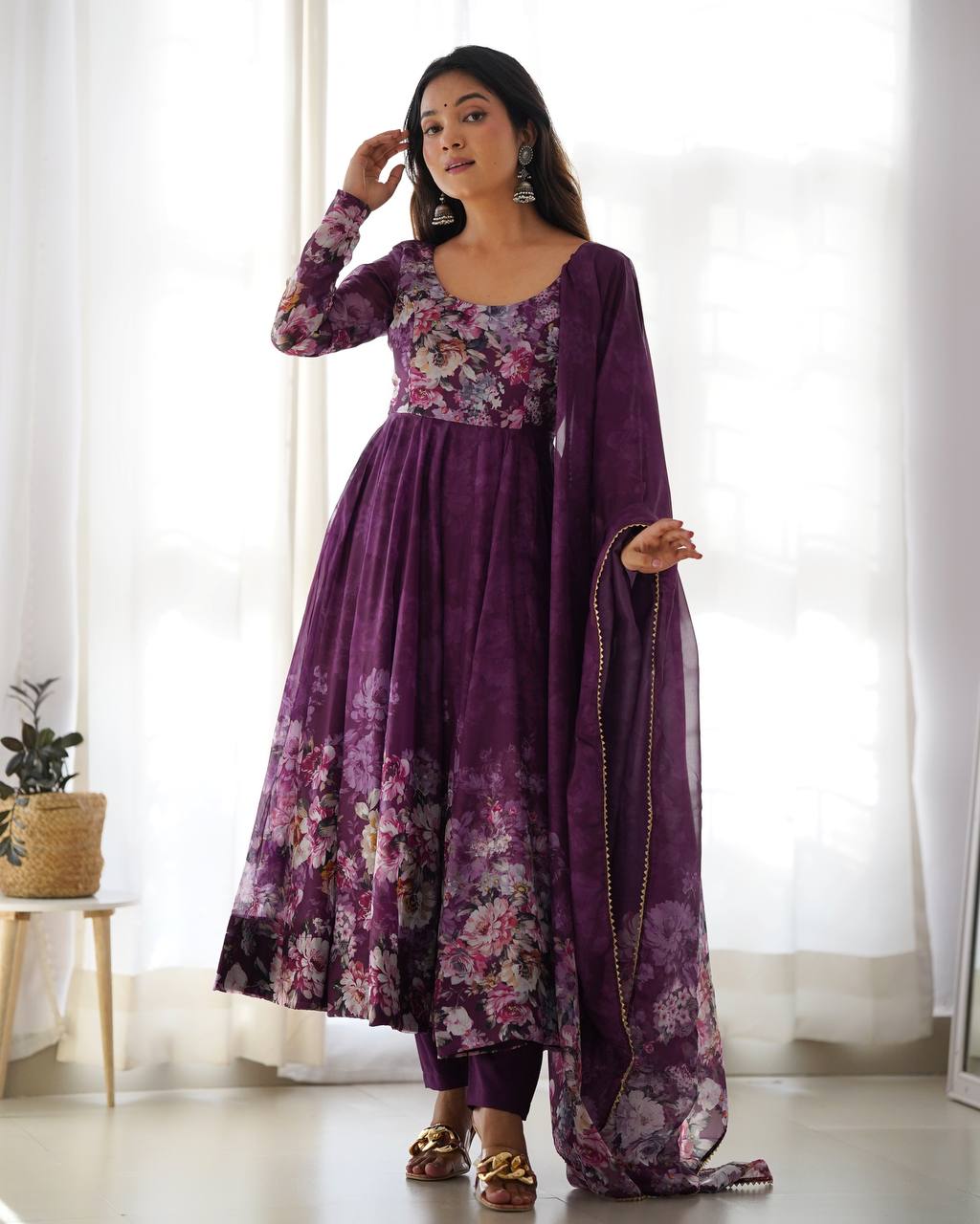 ANARKALI GOWN WITH DUPATTA & PANT SET
