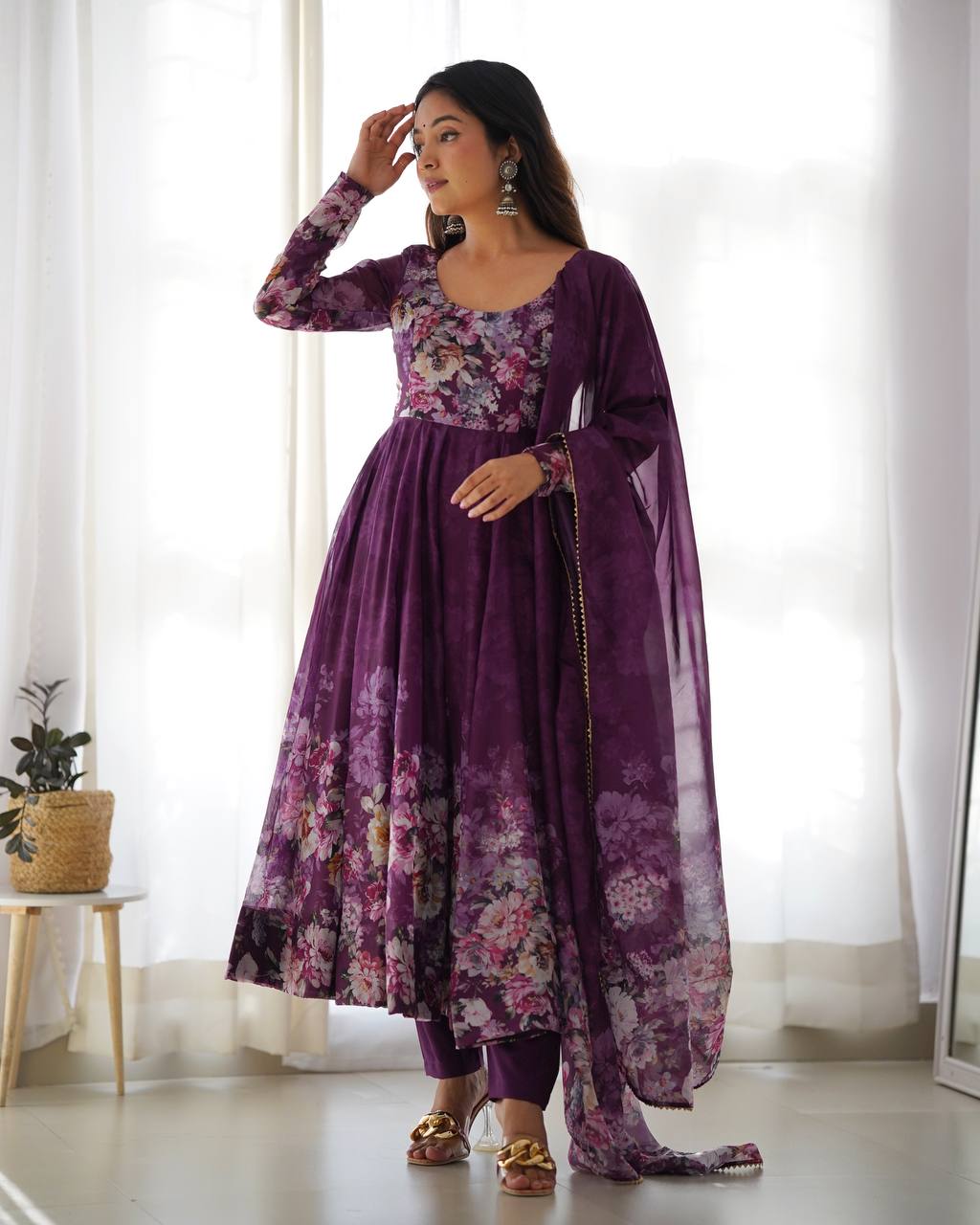 ANARKALI GOWN WITH DUPATTA & PANT SET